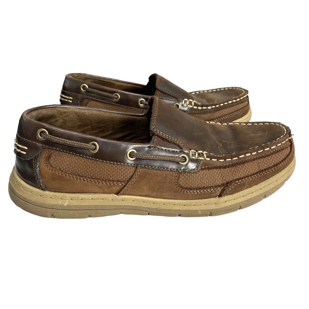 Croft &‎ Barrow Men’s Slip On Loafers Boat Shoes Brown Leather Size 9.5M